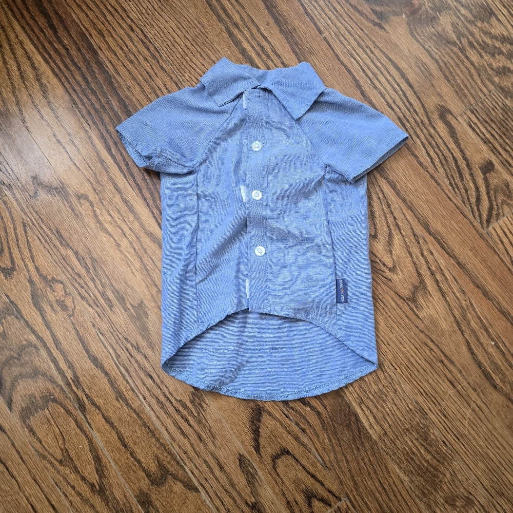 Coat Tails M Light Blue Doggie Dress Shirt Velcro Closure
